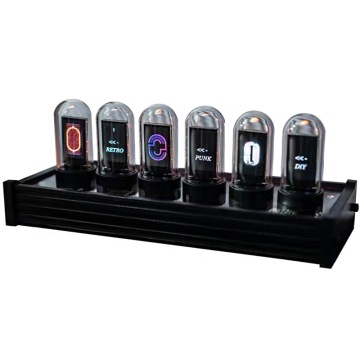 X-042 modern Type-C 6 glass Quasi-glow tube RGB led digital & analog-digital smart desk & table punk wood gixie clock