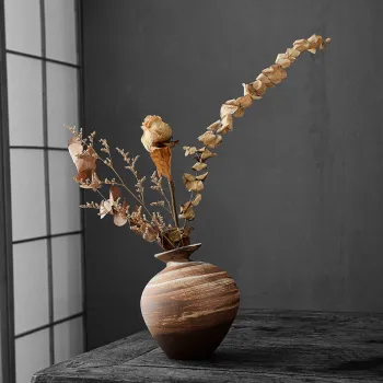 Japanese Coarse Pottery Flower Vase for Decorative Arrangements