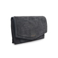 Dark Gray Black Leather Crossbody Envelope Purse