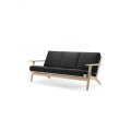 Wooden Arms 3 Seater Stoff Gepolstertes Sofa