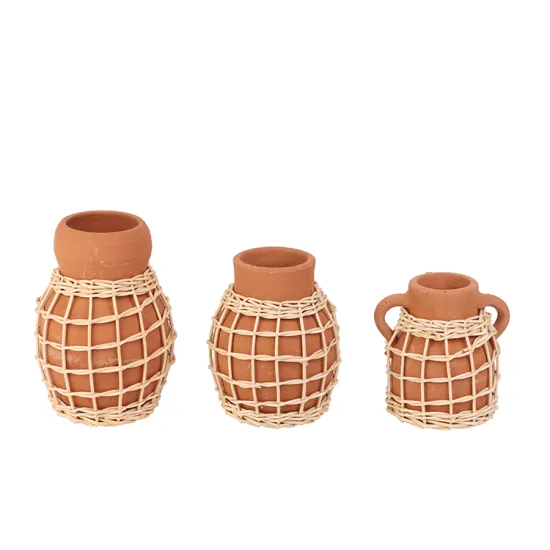 Wholesale Wholesale High Quality Affordable Large Terracotta Wicker Weave Plant Pots and Flower Vases