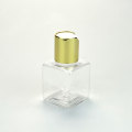 20ml 30ml 50ml 100ml Pacote cosmético Viaje plástico Clear Pet Bottle Square Hotel com tampa de ouro