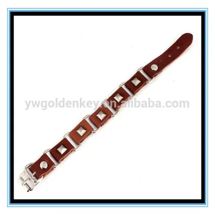 Fashion yellow leather bracelet rivet leather bracelet wholesale