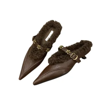 Winter and Spring Anti-Slip Warm Furry Slides for Women