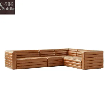 retro vintage brown genuine leather sofa set living room L shape sectional sofa luxury leather sofa set home office furniture