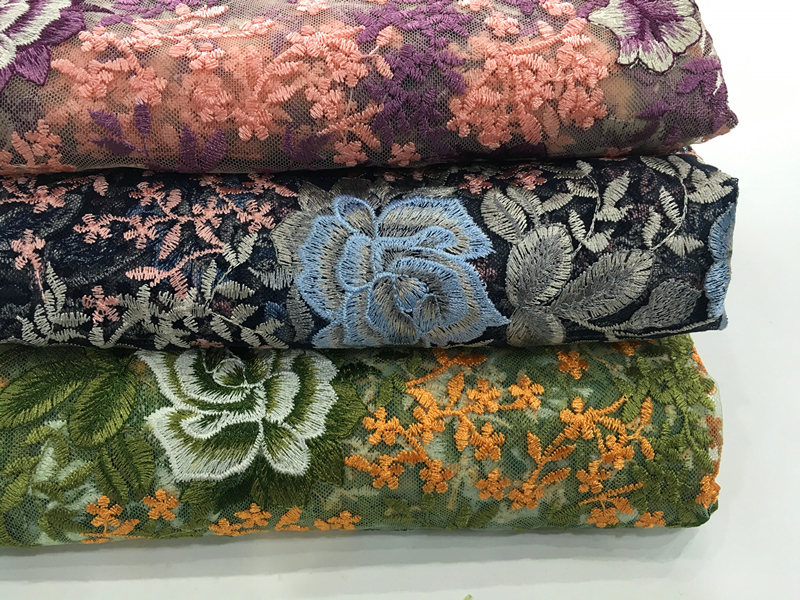 Rose Blossom Design Embroidery Fabric