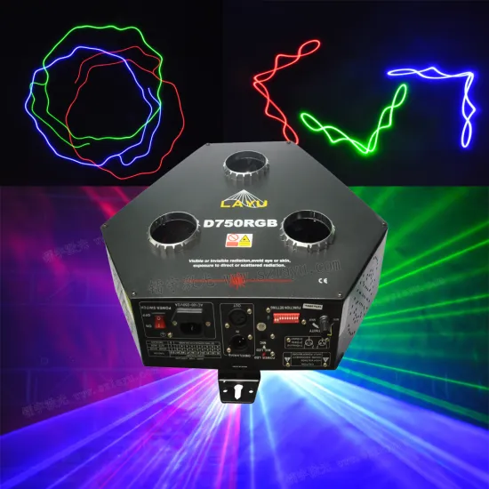 Sound Activated DMX512 RGB Disco Laser Light with 3 Eye Beam 3 Head Laser - LAYU D750RGB