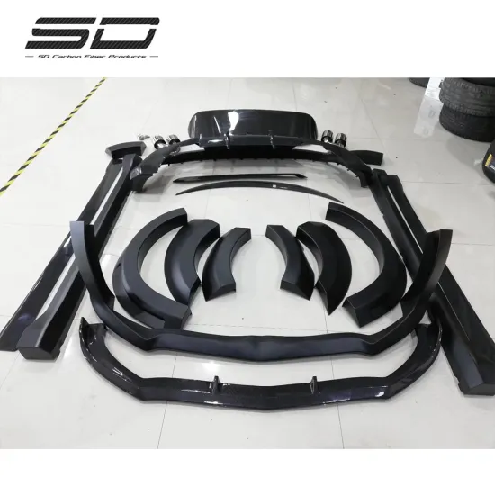 SD Style Carbon Fiber Wide Side Skirts Front Lip Rear Diffuser Spoiler for Stelvio