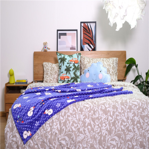 Selimut Kartun Kanak-kanak Flanel Coral Printed Snowman