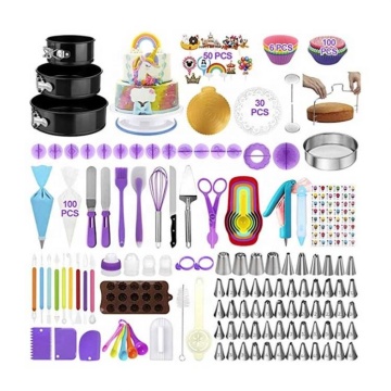 407-Piece Baking Tools Set: Comprehensive Cake Decorating Supplies Including a Rotating Turntable