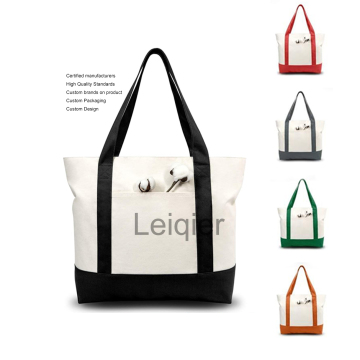 Custom Logo Canvas Cotton Tote Bag - Large Capacity Beach Bag with Exterior Pocket