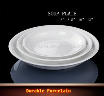 Round Soup Snow White Durable Porcelain Dinner Dishes Plate