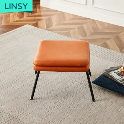 Linsy Luxury Nordic Relax Genuine Leather Armchair with Ottoman