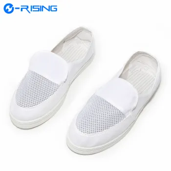 White Canvas PU Sole Antistatic Safety ESD Cleanroom Shoes for Industrial Use