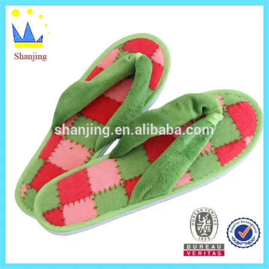 soft flip flop slipper green velour slipper 2016 eva footwear