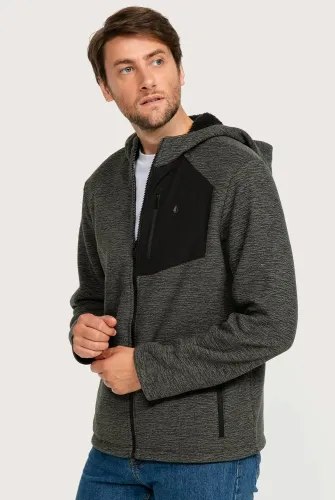 Mens Bonded Fleece Melange Pullover Hoodies