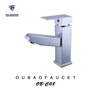 Luxury Centerset One Handle Bathroom Pullout Basin Faucet