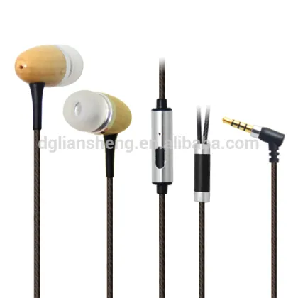 2016 real wood headphones earbuds with metal mic