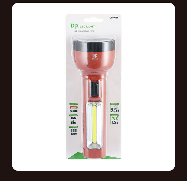 30W COB LED Rechargeable Flashlight ABS Aluminum with Side Light
