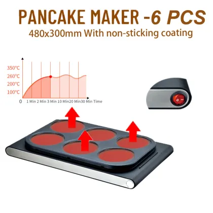 Factory Price Electric Pancake Maker with 6 Pan Flat Top