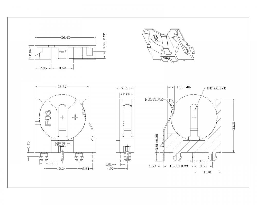 BT-S-SN-B-CR2032X-065 Pemegang sel syiling untuk BR2012