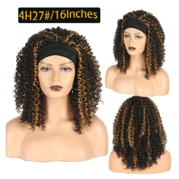 New Popular Turban Wig African Small Curly Black High Temperature Silk Explosion Hair Band Hair Cover for Women