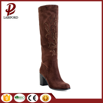 camel print floral mid-heel calf long boots