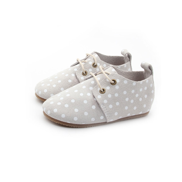 Rubber Sole Polkadot Leather Kid Shoe Wholesales