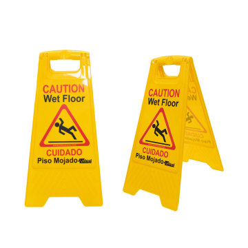 Bilingual Foldable Yellow Caution Wet Floor Sign - 24 Inch Double-Sided Sturdy Warning Sign for Commercial Use