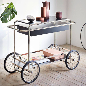 MOYI Luxury Nordic Serving Trolley: Perfect for Sausage Snacks, Tea, Wooden and Leather Dining Kitchens