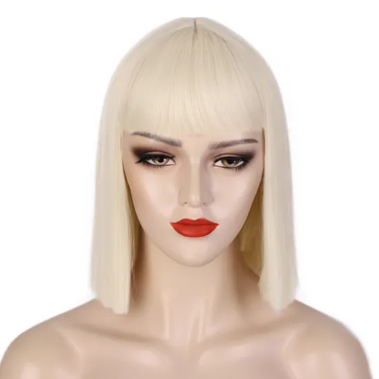 Vigorous Short Bob Straight Wig With Bangs for Black Women Synthetic Bob Wigs Blonde Wig for Party Daily Use Shoulder Length
