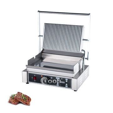 Prezzo di fabbrica Panini a testa singola Pansante di pannelli con piastre calde per scanalature bandiera Contatta Grill
