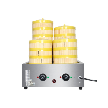 4KW Stainless Steel Portable Food Warmer Steamer Machine - Commercial Electric Bun Steamer with Anti-Dry Burning