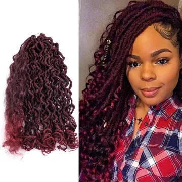 Long 18inch Curly Red Brown Goddess Faux Locs Crochet Braiding Hair Fluffy Passion Twist Braids Synthetic Hair Extensions