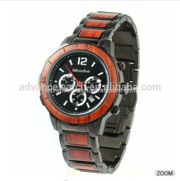 stanless steel and wooden watch chronograph wood watch