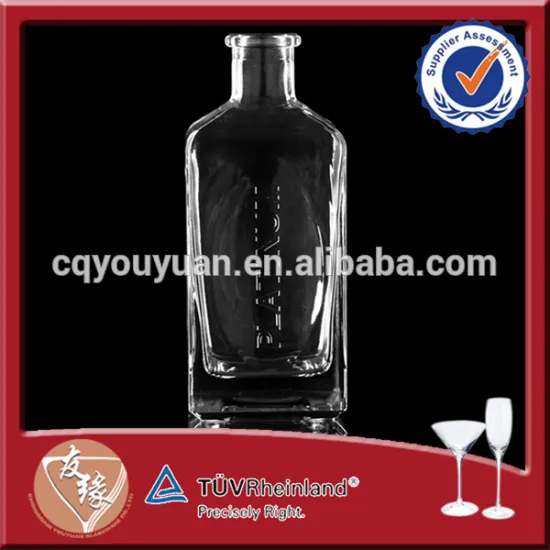 Square Bottom Transparent 750ML White Glass Spirit Alcohol Empty Bottle