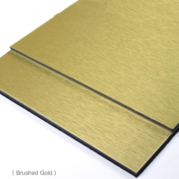 Panneau composite en aluminium de surface de construction de brosse dorée
