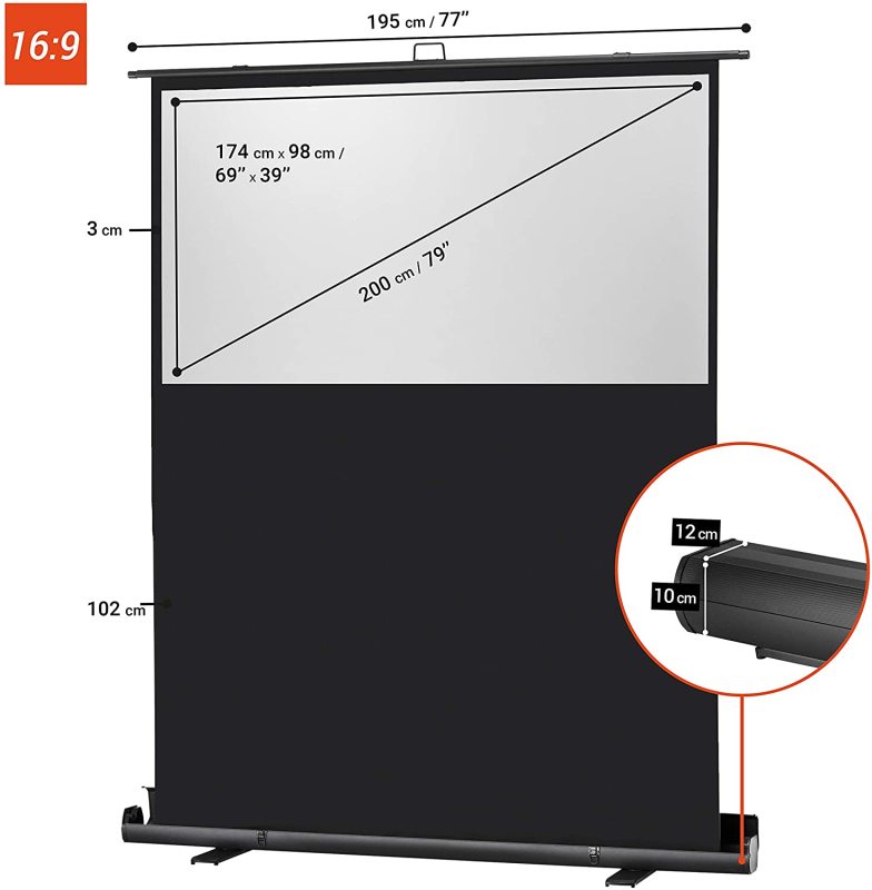 180x102cm floor standing water material projector screen 4k