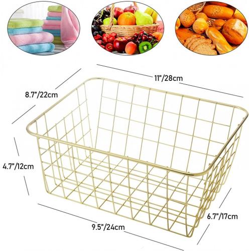 Gold Metal Wire Storage Basket