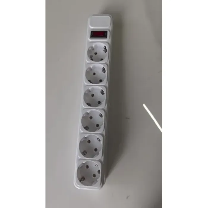Soket Ekstensi Jerman EU 6 Arah dengan Sakelar