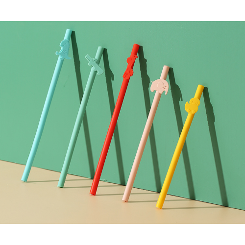 Flexible Cute Cartoon Silicone Straws for Kids