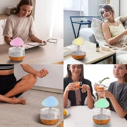 7 Color Light Rain Cloud Ultrasonic Mini Mushroom Humidifiers for Aromatherapy and Humidification