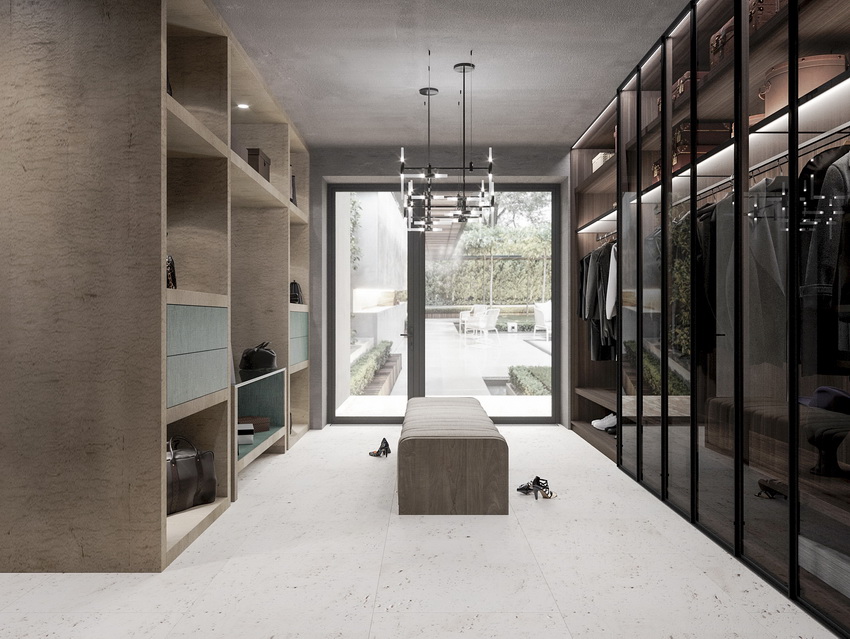 wardrobe with open side shelves
