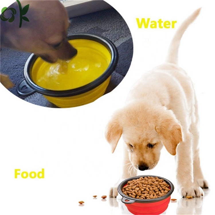 Silicone Travel Dog Bowl With Carabiner Safety Hooks