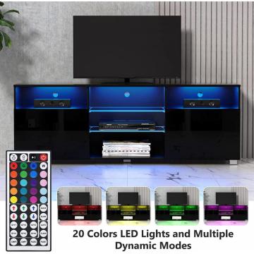 LED TV Stand High Glossy Entertainment Center Modern Television Stands com grande armazenamento