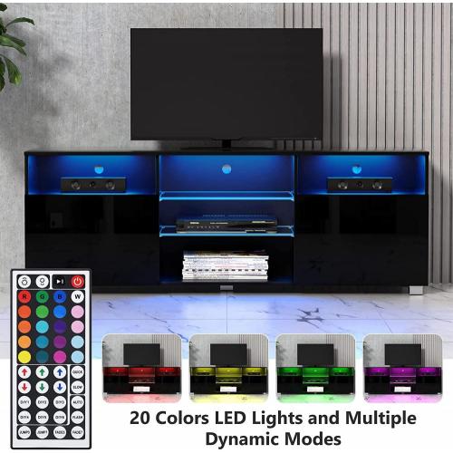 LED TV Stand High Glossy Entertainment Center Modern Television Stands with Large Storage