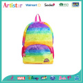 Soft plush rainbow color backpack