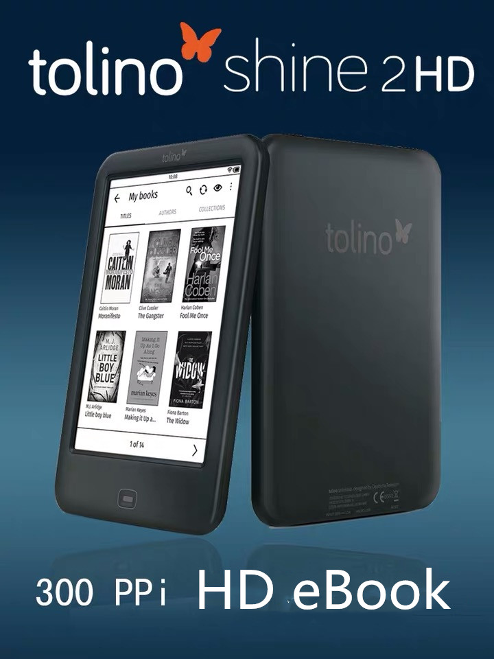 ereader eBook eReader Built in Light e-Book Reader WiFi ebook Tolino Shine2 HD e-ink 6 inch Touch Screen 1024x1448 300ppi