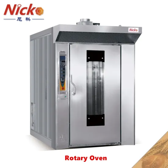 Guangzhou Nicko 16 Trays Diesel Rotary Rack Oven with Steamer for Baking Bread / Baguette / Croissant