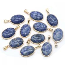 Pendentif ovale de sodalite pour fabriquer un collier de bijoux 18x25 mm